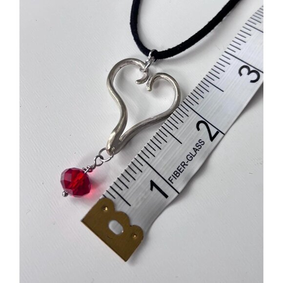 Handmade Fork Tine Heart Pendant Necklace Red beaded boho love jewelry - Picture 5 of 5
